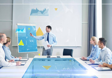Financier discussing about the trends graph in a meeting