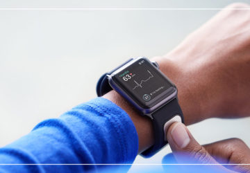Closeup of smartch watch with Health Icon on the screen